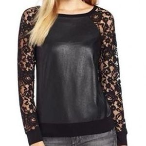 NWT Bailey 44 Lace & Faux Leather top